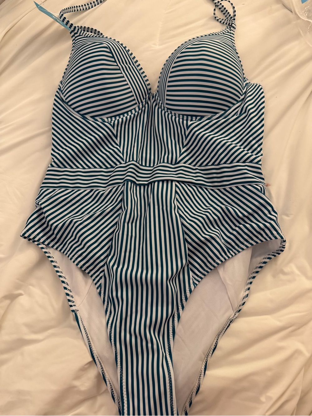 Cupshe Striped One-Piece Swimsuit  | Green and White | XXL